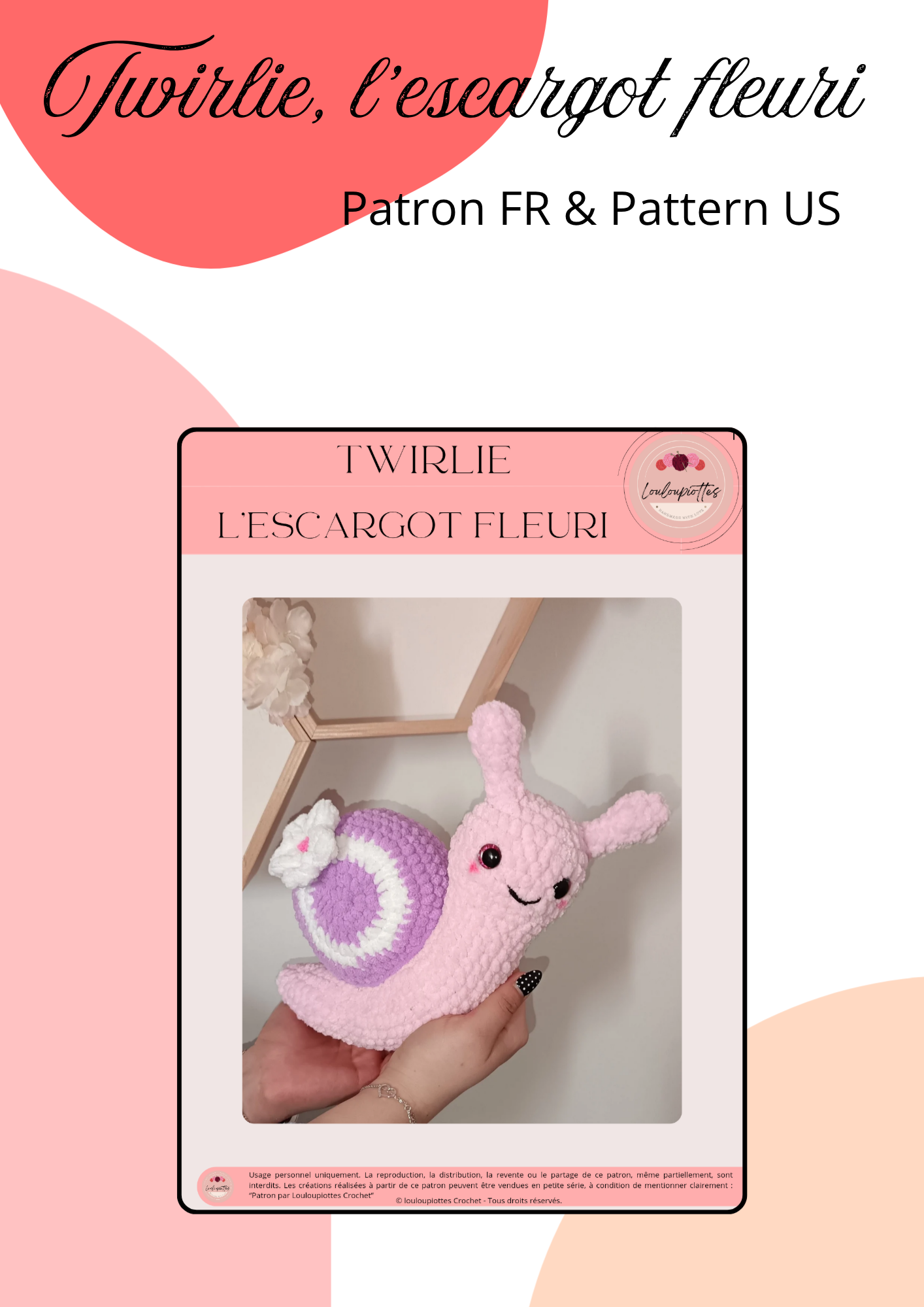 Pattern, Twirlie, l'escargot fleuri - FR & US